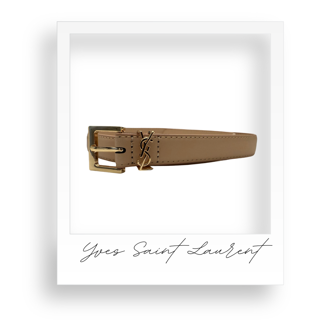 Beige Belt with Gold Hardware