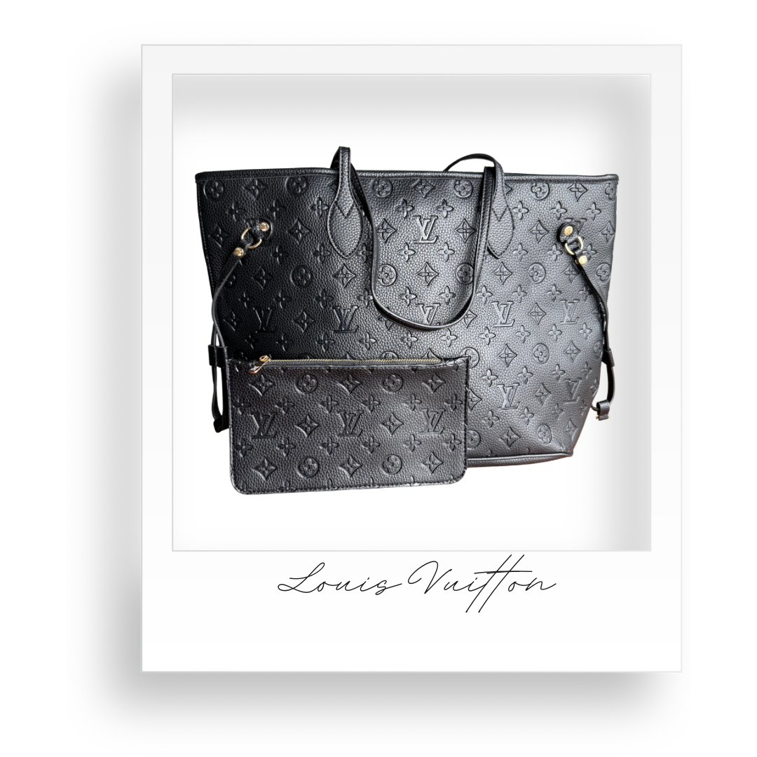 Black Embossed Purse with Wallet