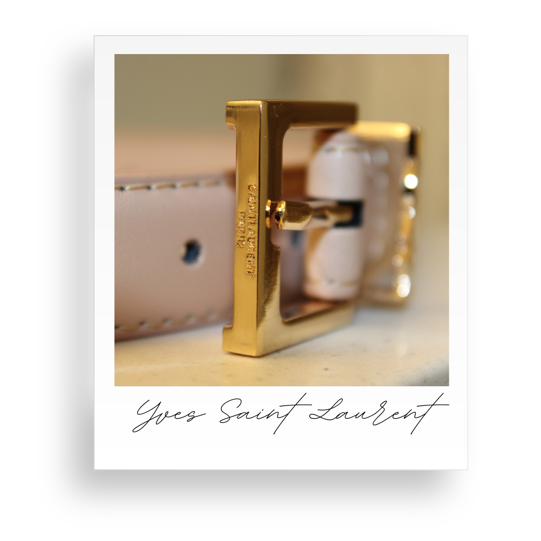 Beige Belt with Gold Hardware