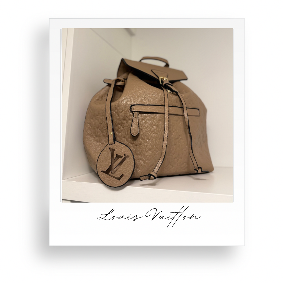 Beige Embossed Backpack Style Purse