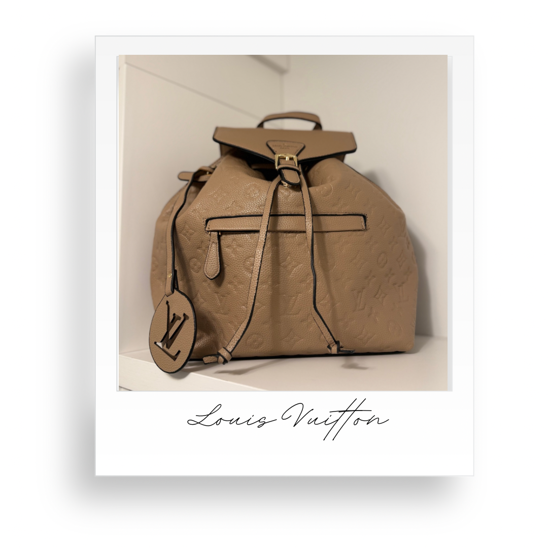 Beige Embossed Backpack Style Purse