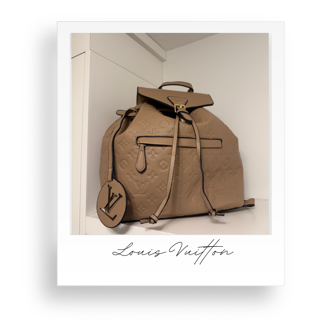 Beige Embossed Backpack Style Purse