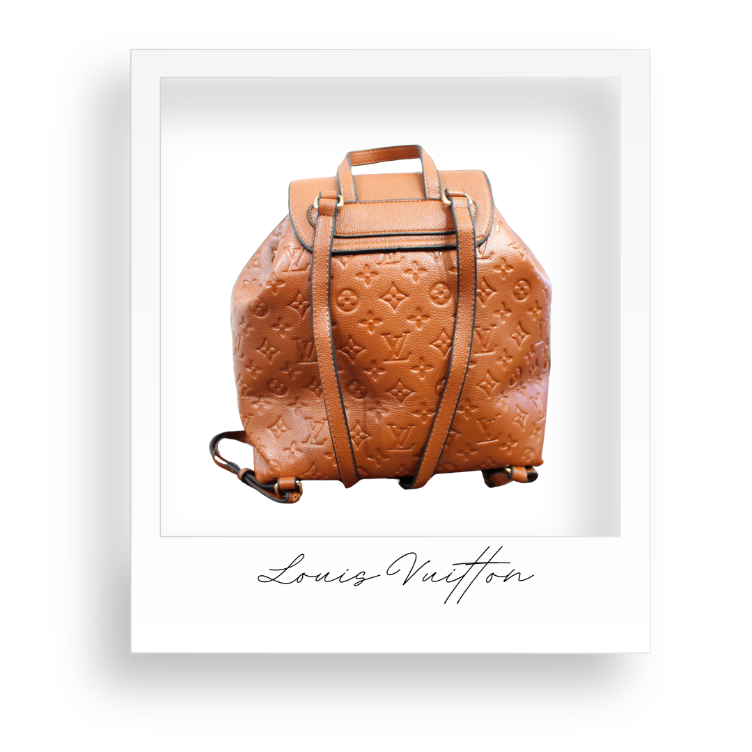 Camel Embossed Backpack Style Purse