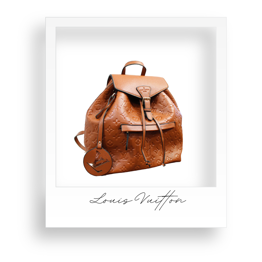 Camel Embossed Backpack Style Purse