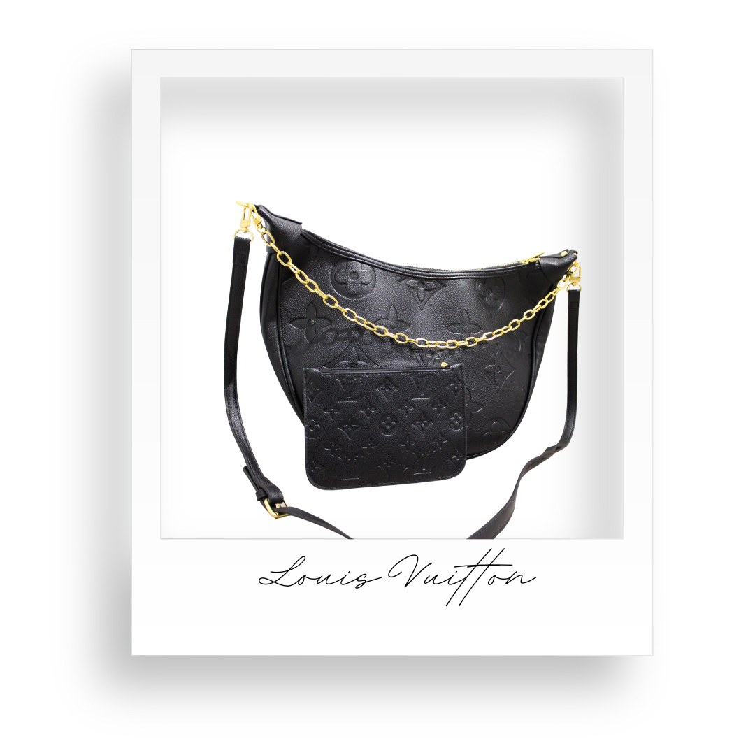 Large Black Embossed Crossbody Purse With Wallet