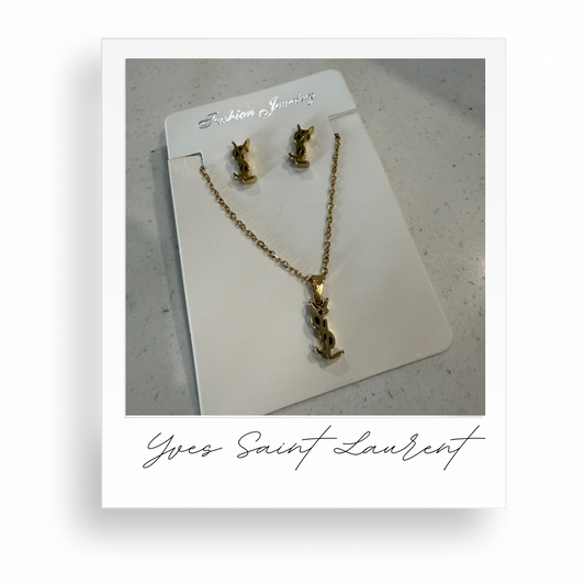 Gold Necklace and Earrings