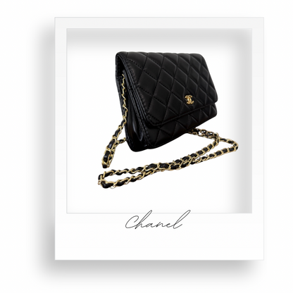 Black and Gold Clutch with Optional Strap